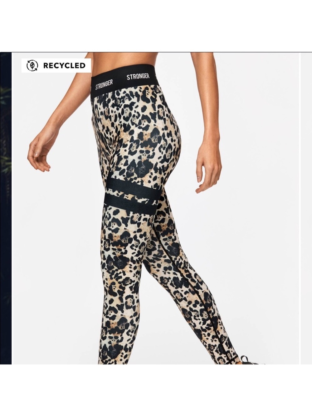STRONGER ROAR Leopard Print High-Rise Leggings in Beige/Black